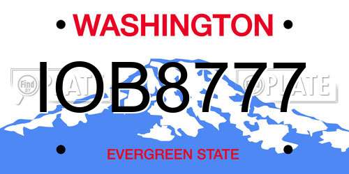 IOB8777 Washington License Plate