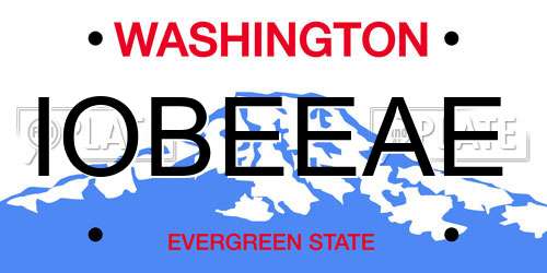 IOBEEAE Washington License Plate