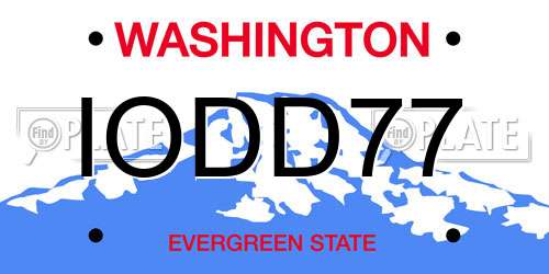 IODD77 Washington License Plate