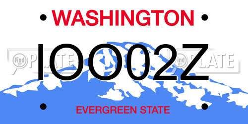 IOO02Z Washington License Plate