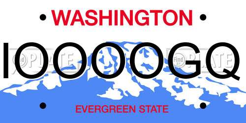 IOOOOGQ Washington License Plate