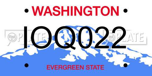 IOQ022 Washington License Plate