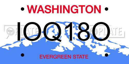 IOQ18O Washington License Plate