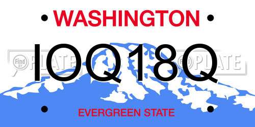 IOQ18Q Washington License Plate