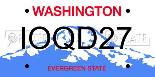 IOQD27 Washington License Plate