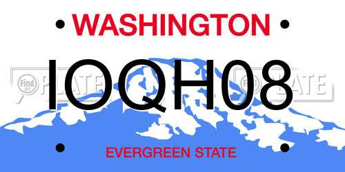 IOQH08 Washington License Plate