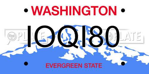 IOQI80 Washington License Plate
