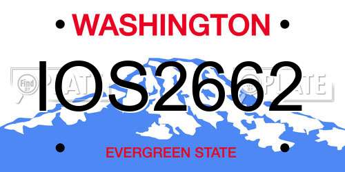 IOS2662 Washington License Plate