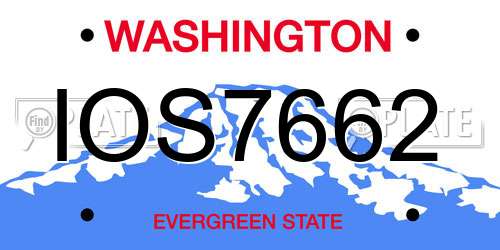 IOS7662 Washington License Plate
