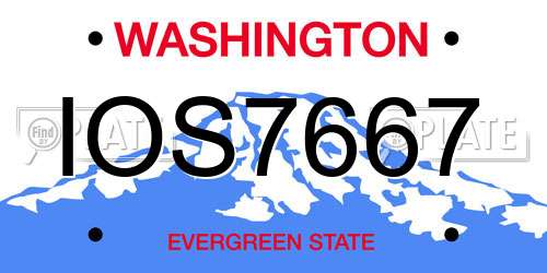 IOS7667 Washington License Plate