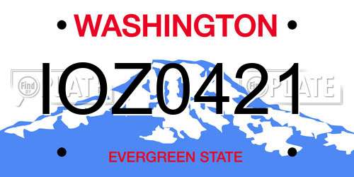 IOZ0421 Washington License Plate