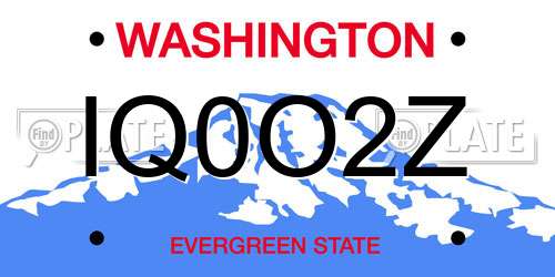 IQ0O2Z Washington License Plate