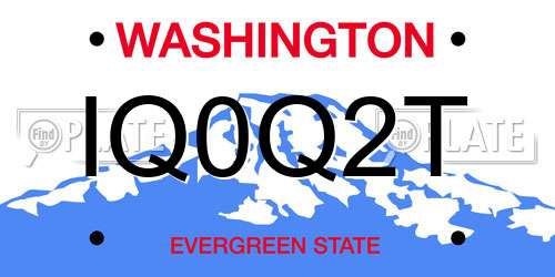 IQ0Q2T Washington License Plate