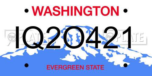 IQ2O421 Washington License Plate