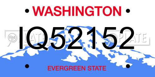 IQ52152 Washington License Plate
