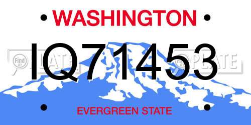 IQ71453 Washington License Plate