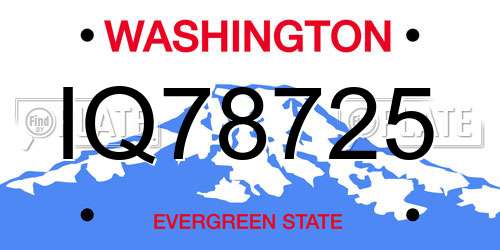 IQ78725 Washington License Plate