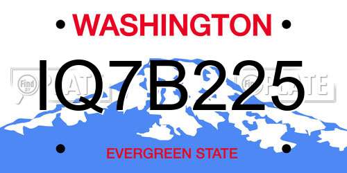 IQ7B225 Washington License Plate