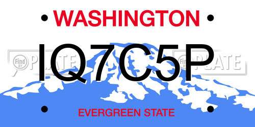 IQ7C5P Washington License Plate