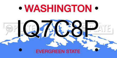 IQ7C8P Washington License Plate