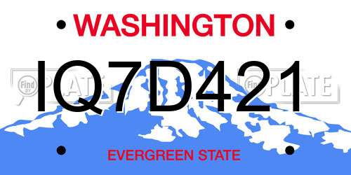 IQ7D421 Washington License Plate