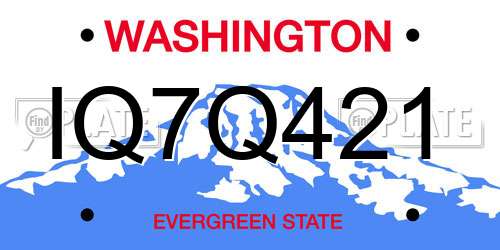 IQ7Q421 Washington License Plate