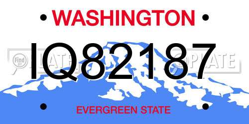 IQ82187 Washington License Plate