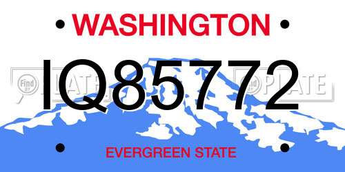 IQ85772 Washington License Plate