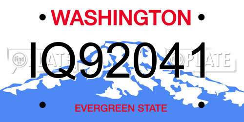 IQ92041 Washington License Plate