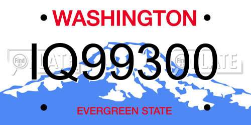 IQ99300 Washington License Plate