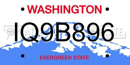 IQ9B896 Washington License Plate