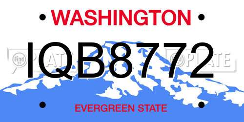 IQB8772 Washington License Plate
