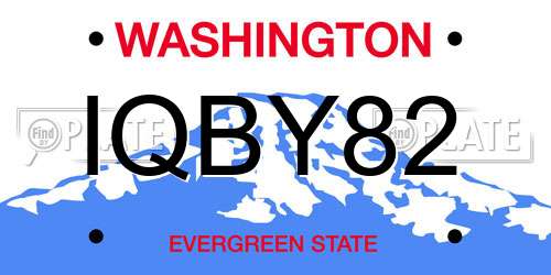 IQBY82 Washington License Plate