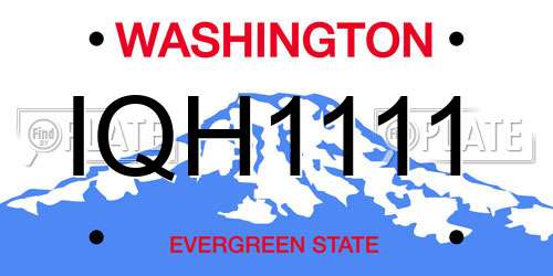 IQH1111 Washington License Plate