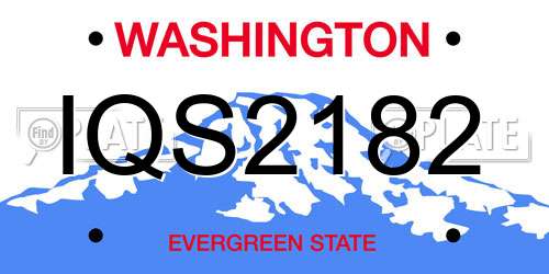 IQS2182 Washington License Plate