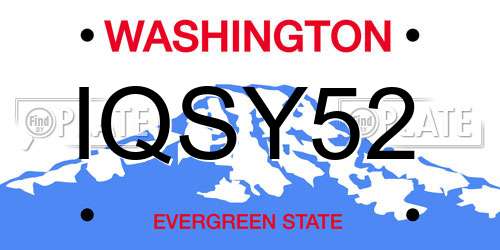 IQSY52 Washington License Plate