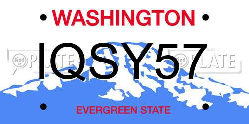 IQSY57 Washington License Plate
