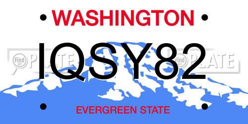 IQSY82 Washington License Plate