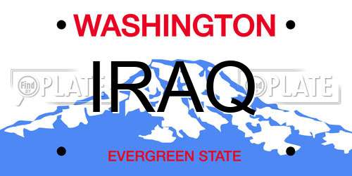 IRAQ Washington License Plate