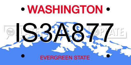 IS3A877 Washington License Plate