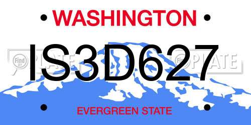 IS3D627 Washington License Plate