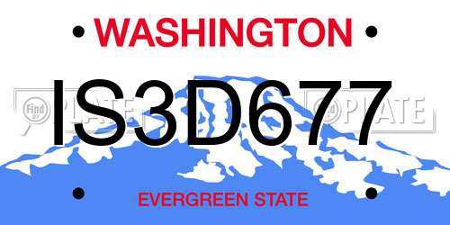 IS3D677 Washington License Plate