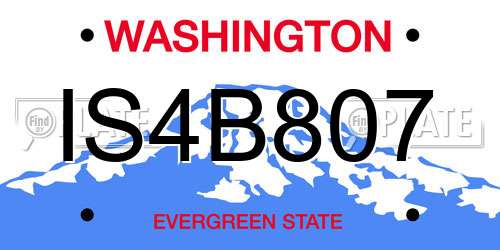 IS4B807 Washington License Plate