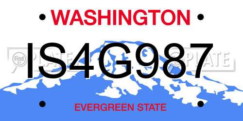 IS4G987 Washington License Plate