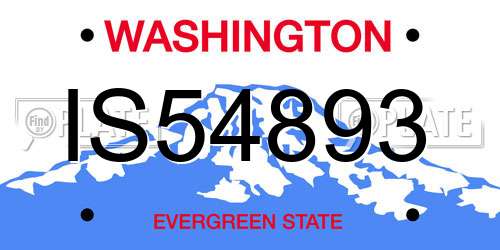 IS54893 Washington License Plate