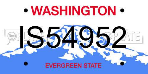 IS54952 Washington License Plate