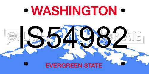 IS54982 Washington License Plate