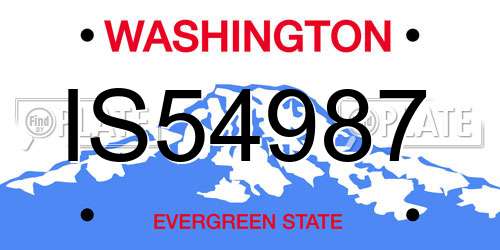 IS54987 Washington License Plate