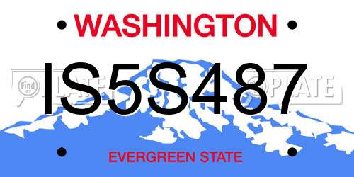 IS5S487 Washington License Plate