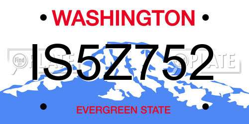 IS5Z752 Washington License Plate